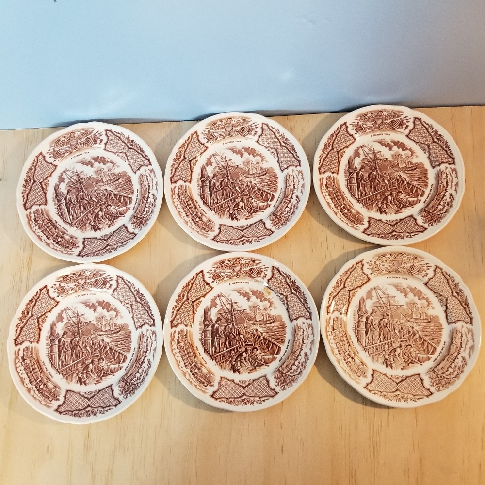 A.Meakin Fair Winds Brn Bread & Butter Plate 7" -6